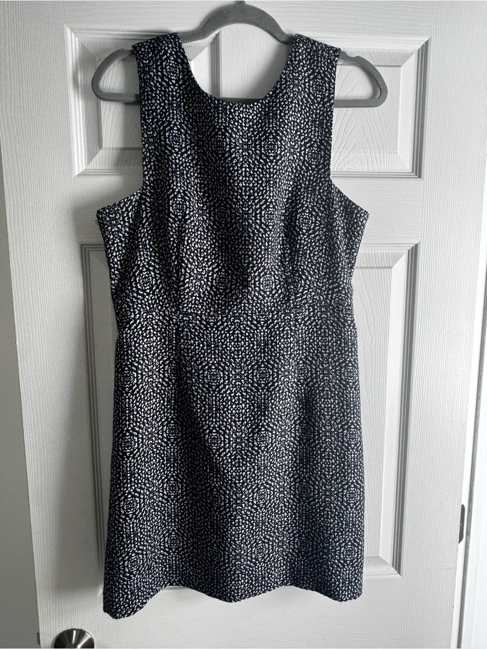 Classic Navy and White Patterned Sleeveless Dress